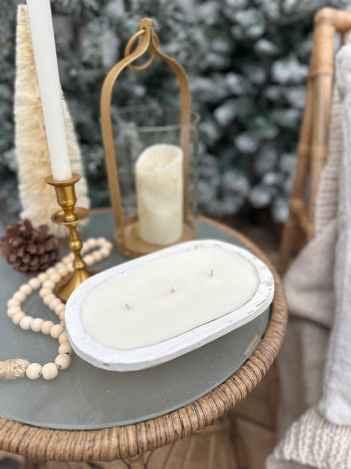 Dough Bowl Candle - Rustic White