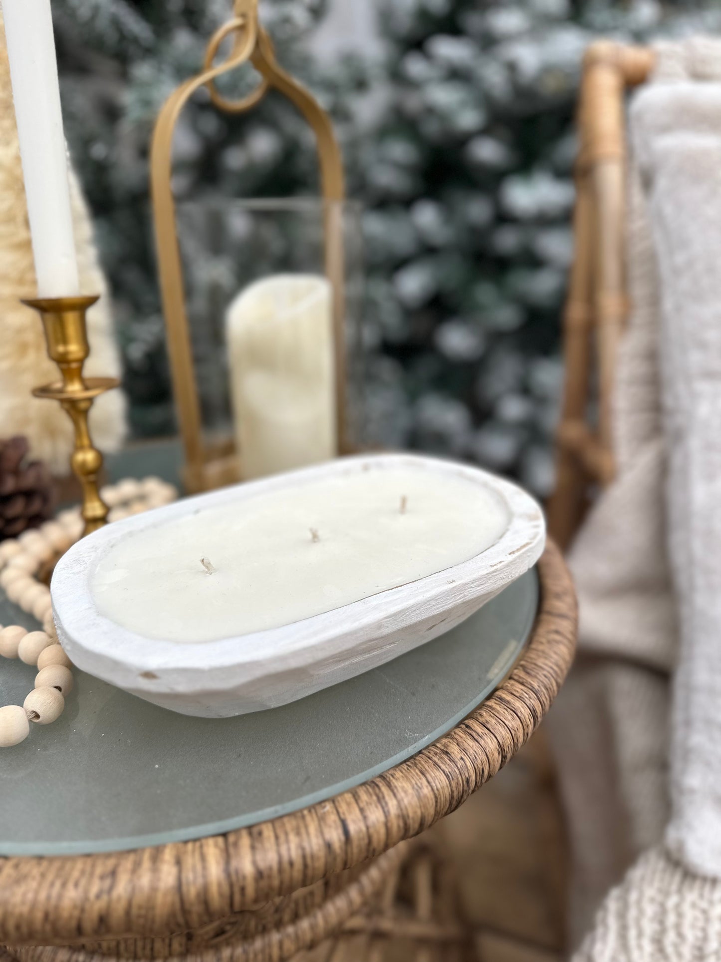 Dough Bowl Candle - Rustic White