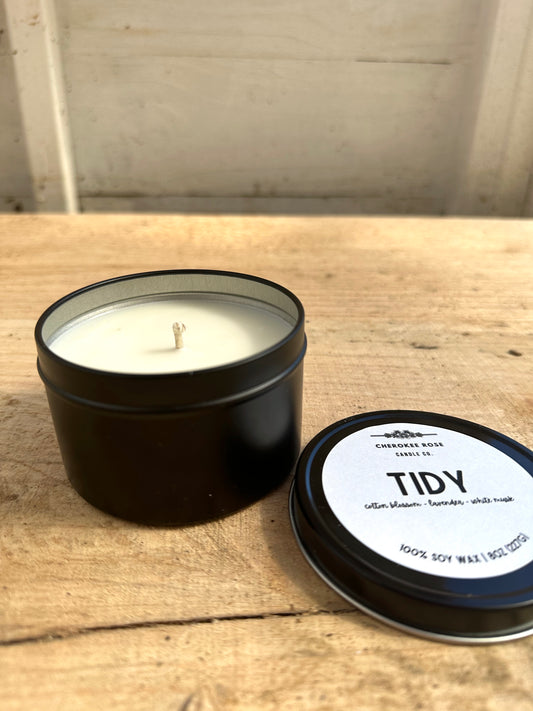 8oz Black Tin Candle
