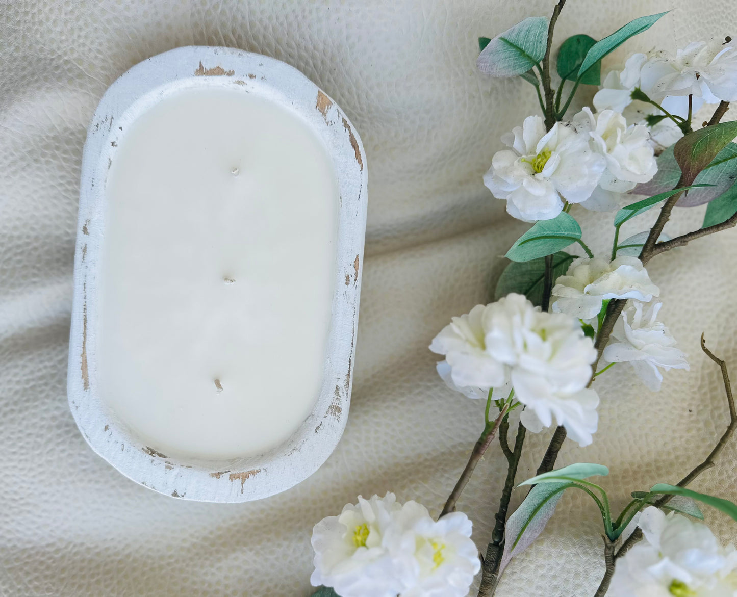 Dough Bowl Candle - Rustic White